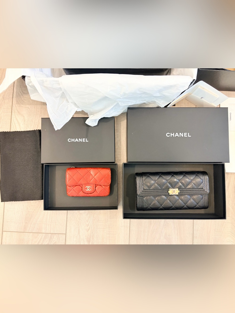 Auth CHANEL 6 PIECES Bundle 4 Boxes + 2 Dust Bags & Accessories - Picture 10 of 16